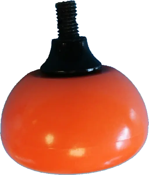 Endstück: Rollspitze, zum Schrauben (8mm Gewinde), große Kugel, Kunststoff, 55mm, orange