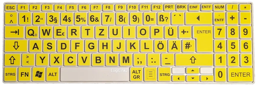 Großschrft Slim Funk-Tastatur Set gelb für PC, Mac, Linux