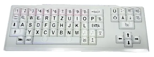 MoKey, Tastatur mit sehr großen Tasten (2x2 cm), weiß mit großen Buchstaben