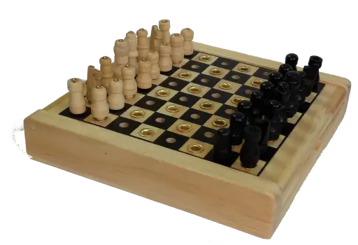 Taktiles Mini-Schachspiel aus Holz für Blinde, Reiseschach