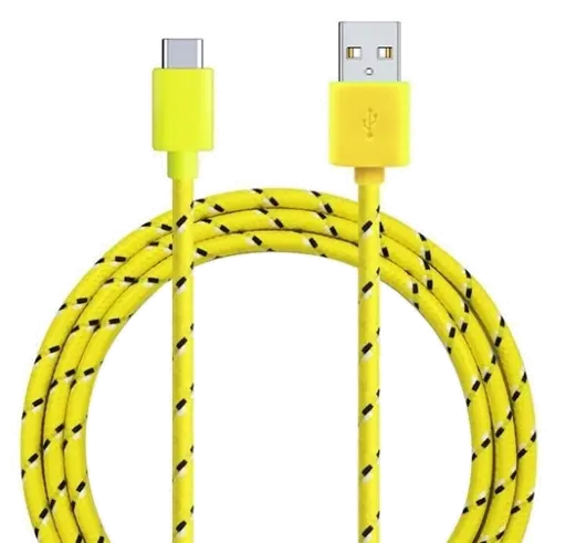 USB-C Kabel, Lade- und Datenkabel, gelb, gewebt, 1m